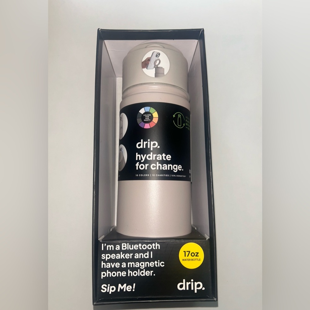 Bluetooth Speaker Water Bottle with Magnetic Phone Holder - Cream